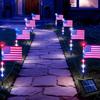 8Pcs Solar Stake Lights Waterproof Outdoor LED Pathway Lights with 8 Modes Red White Blue Solar Powered Garden Stakes Lights for Independence Day 4th