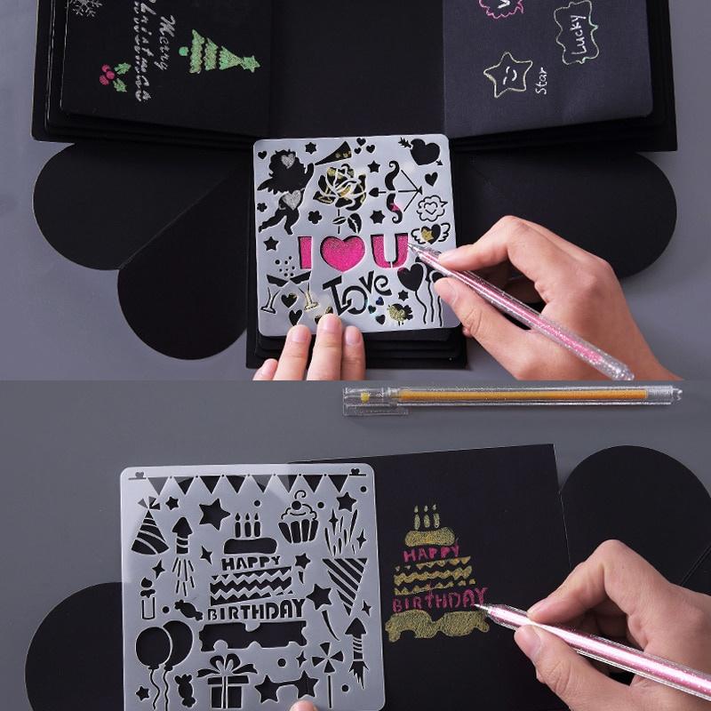 5 шт., кружевная линейка, шаблон для рисования, линейка, шаблон для рисования «сделай сам», английский алфавит/Рождество/воздушный шар/любовь, граффити, выдолбленный шаблон