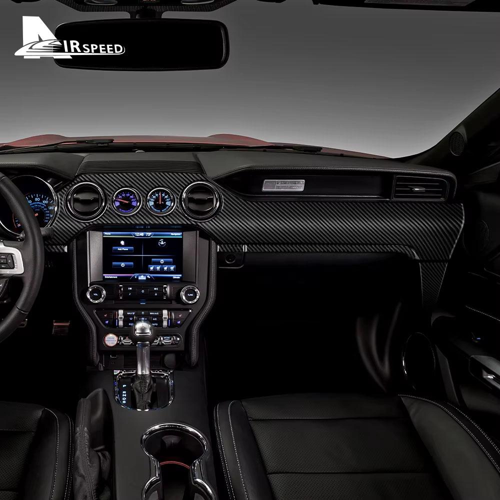 Sticker For Ford Mustang 2015 2016 2017 2018 2019 2020 2021 2022 Real Carbon Fiber Car Dashboard Panel Interior Trim RHD LHD