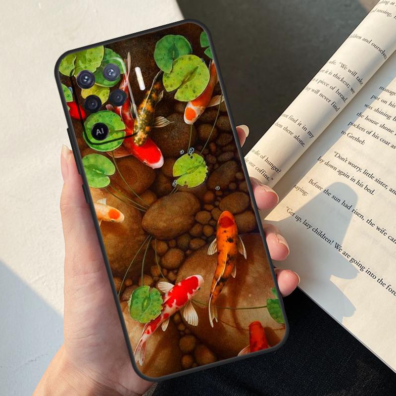Чехол-картина с рыбой Кои для Oppo A54 A74 A94 A17 A57 A77 A76 A16 A96 A18 A60 A80 A40 A38 A58 A78 A98 A15 A5 Pro
