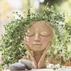 Face Flower Pot Head Planter Pot Succulent Planter Resin Decor W/ Drainage Hole