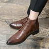 2024 Модные мужские повседневные туфли с острым носком Новое поступление Боковая молния для мужчин Ботинки для мотокросса Кожаные мужские роскошные ботильоны