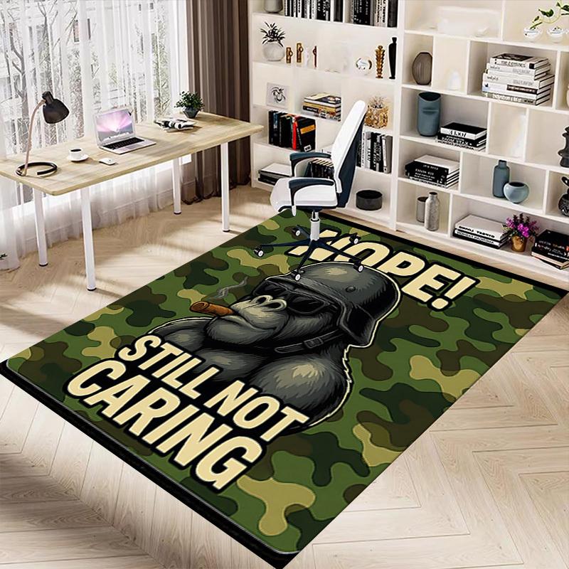 1pc Gorilla Soldier Carpet, Office Rug Outdoor Mat Home Decor Area Carpet Festival