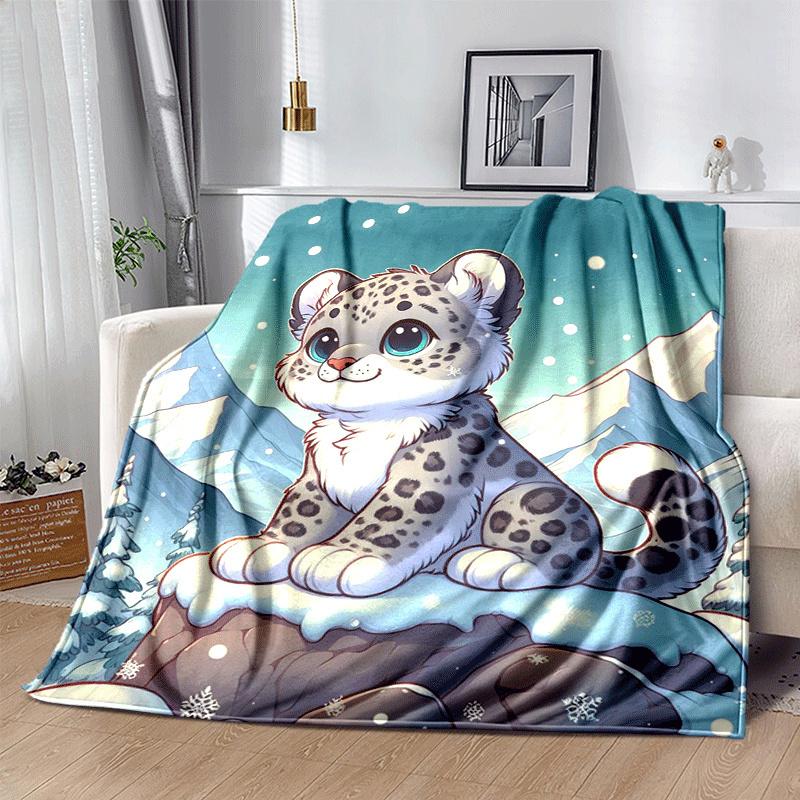 1pc Cute Animals Printing Lightweight Flannel Blanket, Comfortable and Warm Blanket, for Camping Sofa Bed and Couch Office, Gift
