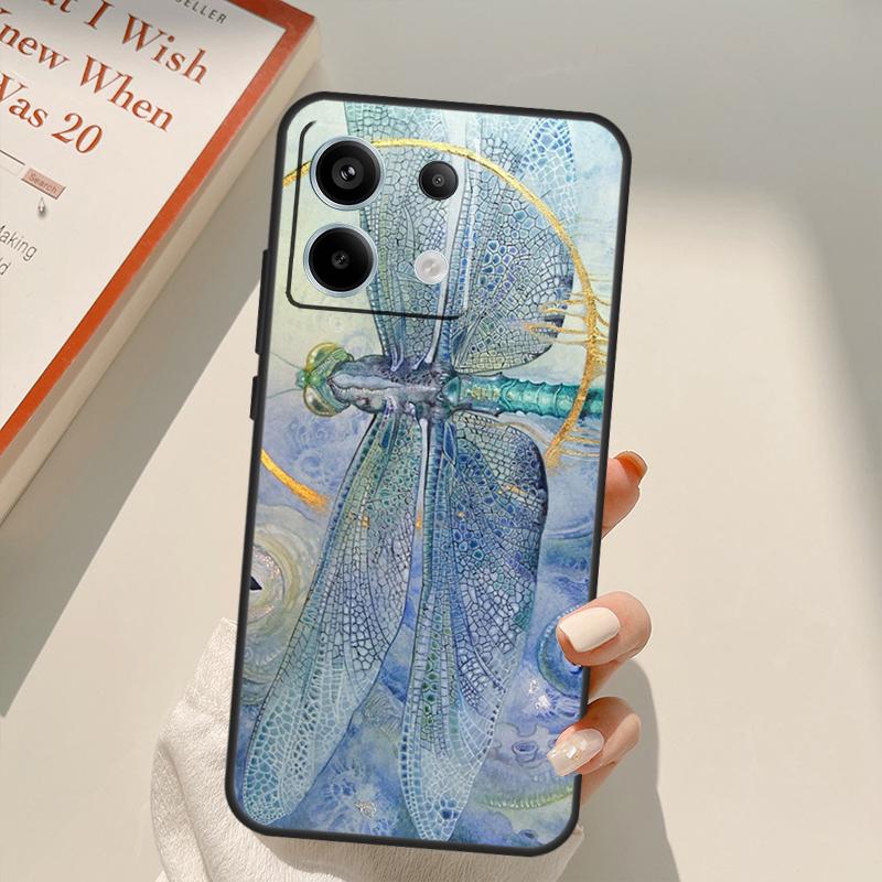 Роскошный чехол-футляр 'Стрекоза' для Xiaomi Redmi Note 13 Pro 9 10 11 12 14 Pro 11S 12S Чехол для Redmi 13C 12C 10C 14C
