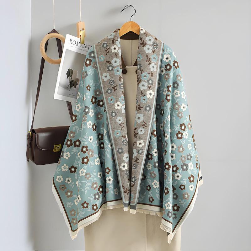 Luxury Double-Sided Women's Scarf: Thick Imitation Cashmere Shawl & Neck Warmer for Autumn/Winter