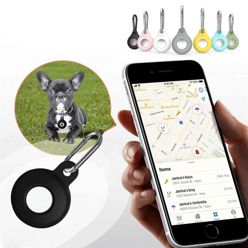 Чехол для устройства слежения GPS Airtags Anti Loss Dog Tracker Locator Airtag Liquid Silicone Portable Keychain для Apple Air Tag Case