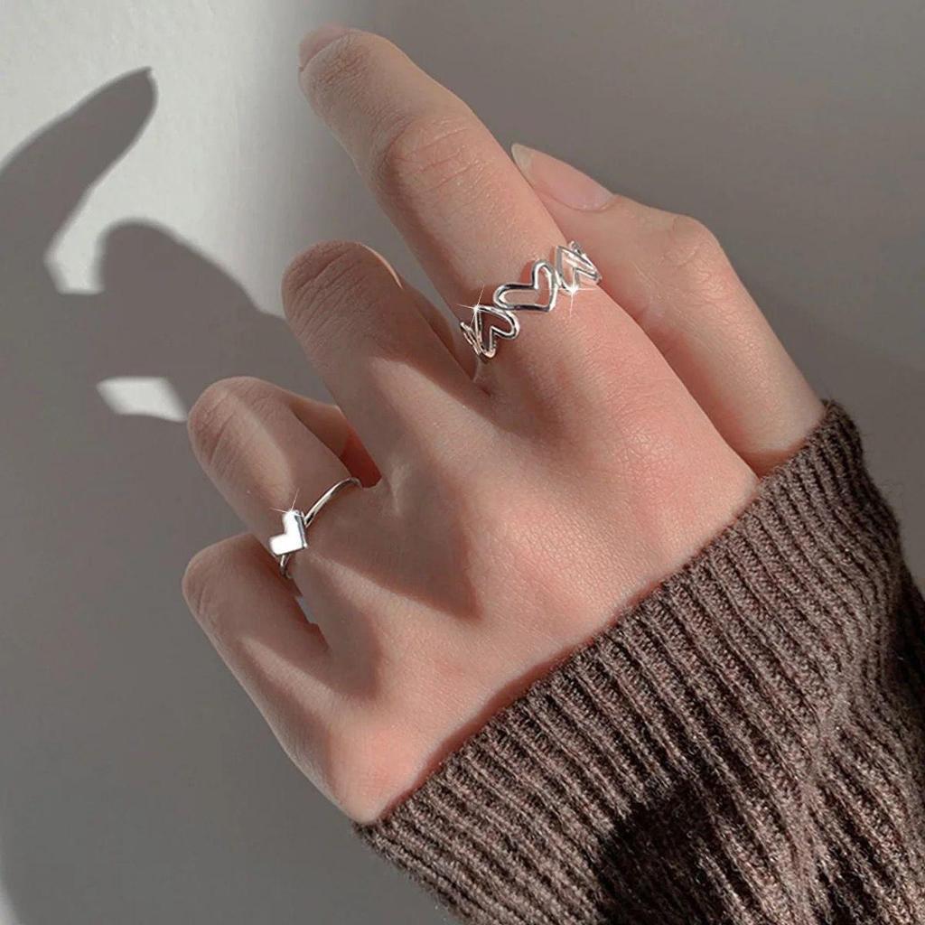 Hollow Love Open Ring: Trendy, Cold Style Niche Design for Women - Unique Fashion Statement for Index Finger