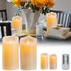 Flameless Candles with Remote Timer Flickering Tear Wave Shaped Simulate Dripping LED Candles Battery Operated for Indoor Decor