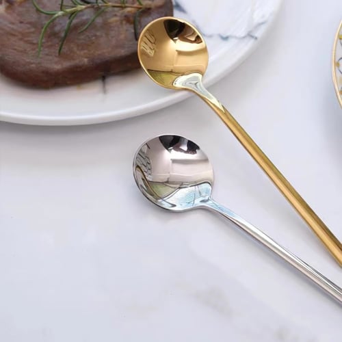 KXLCGYK 5-Piece Set of 13.5cm Tea and Coffee Spoons, 18-8 Stainless Steel, Dishwasher Safe, Includes Muddler Spoon, Tea Spoon, and Dessert Spoon, Styl