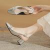 Silver Spring Summer Autumn Niche Design Women's Sandals Empty Square Head Skirt Versatile Women's Thick Heel Single Shoes