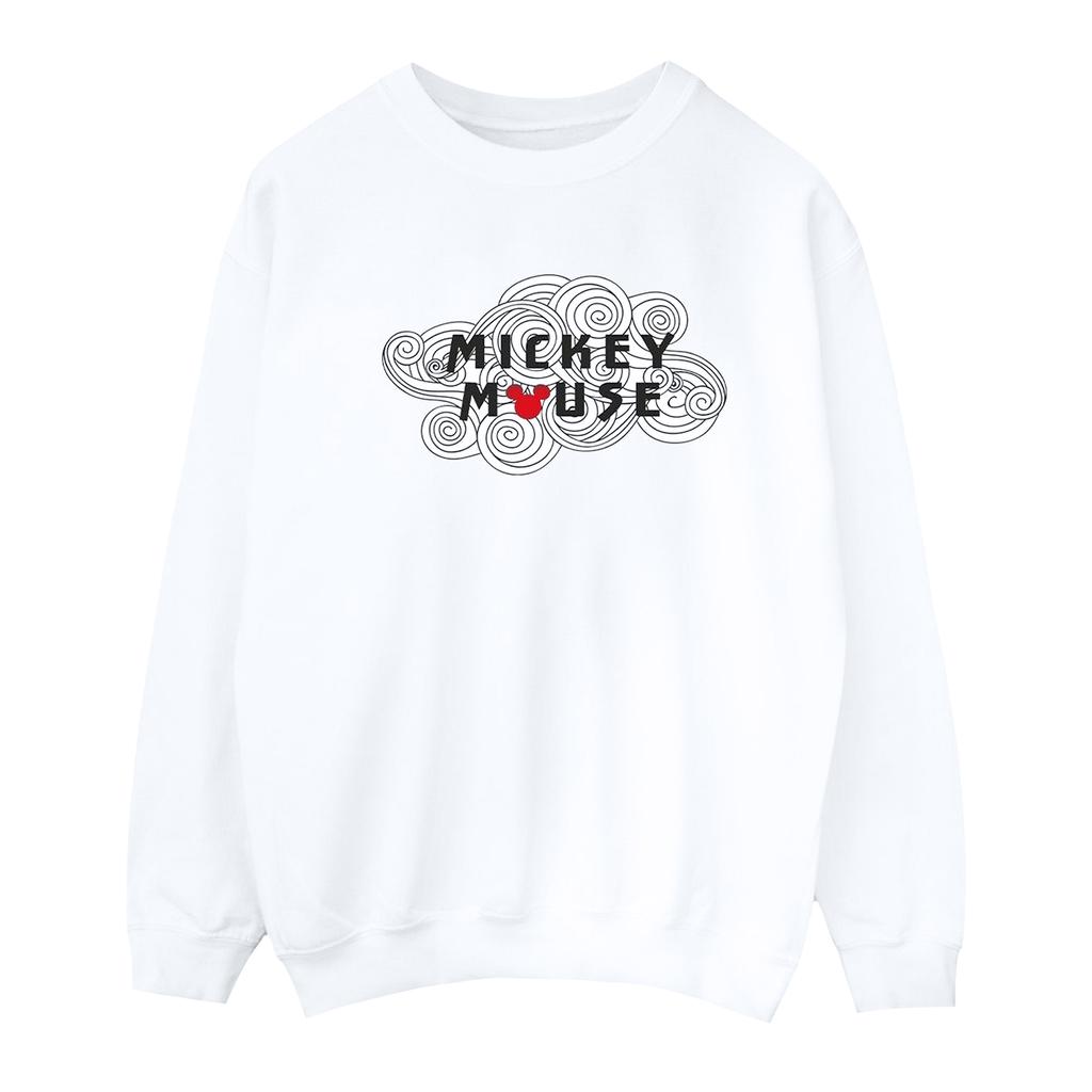 Disney Mens Mickey Mouse Swirl Logo Sweatshirt