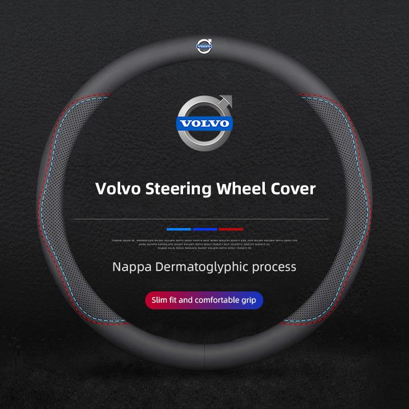 Leather Car Steering Wheel Cover Anti-slip Accessories For Volvo EX30 XC60 XC40 V60 V40 XC90 XC70 V50 S60 V70 S90 Olestar AWD