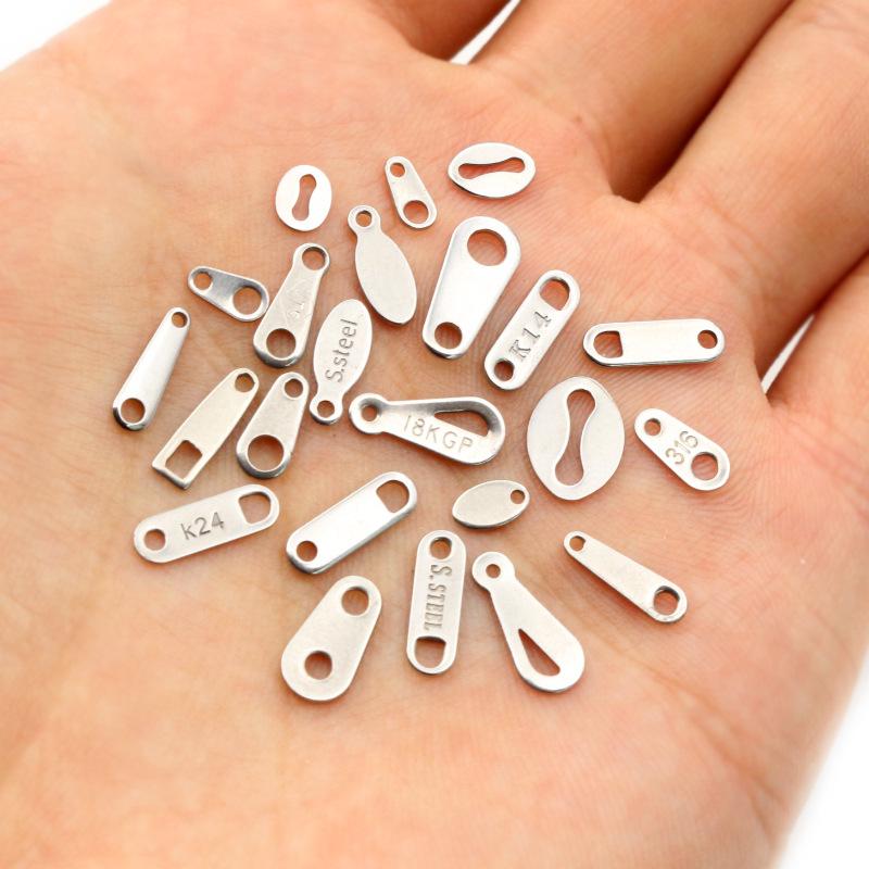 100 pcs Stainless Steel Tail Chain Tags for DIY Jewelry, 10-20g Pendant Accessories