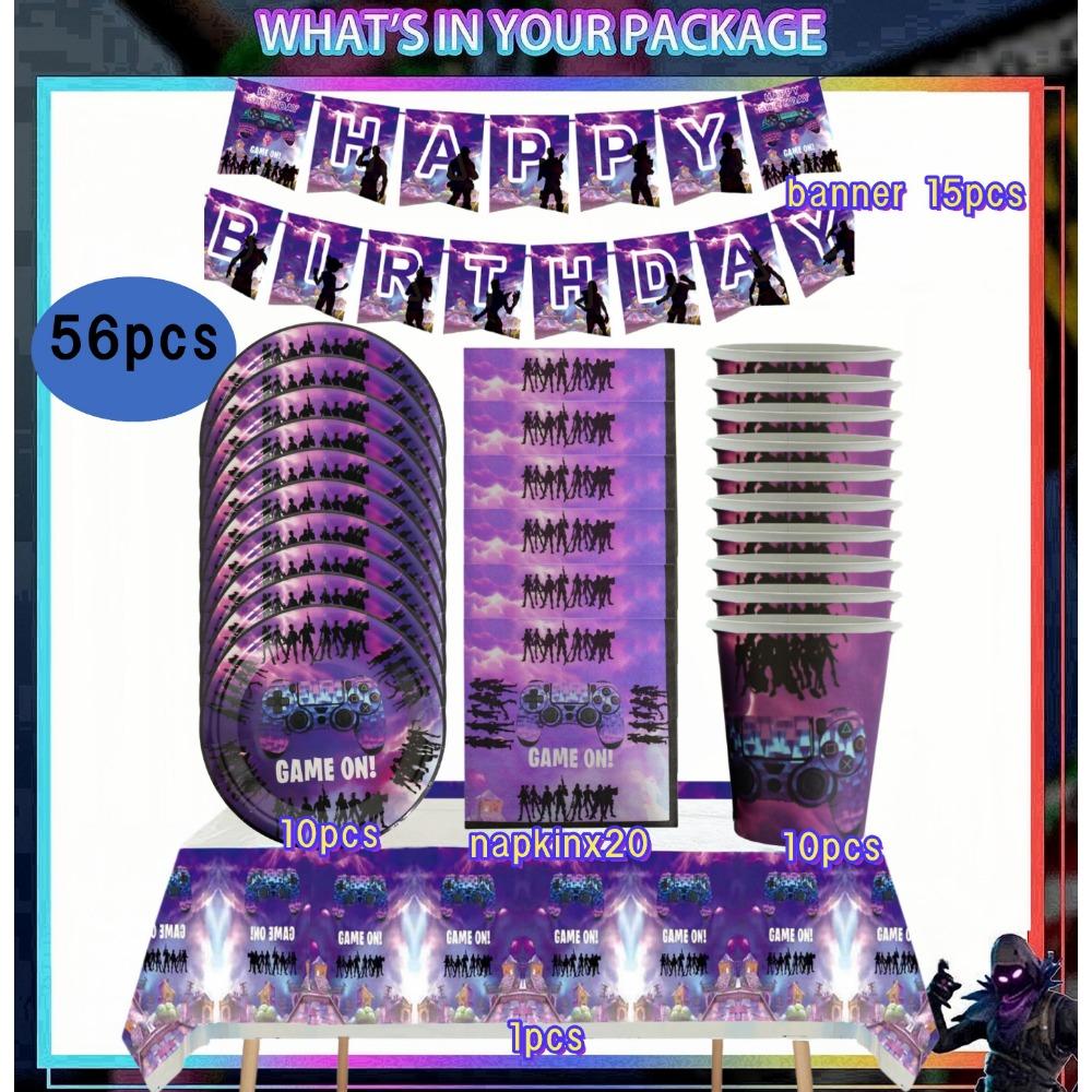 Игровой автомат Fortnition Декорации для дня рождения Набор посуды на 10 человек Задний фон Воздушный шар с альпакой Для детского праздника