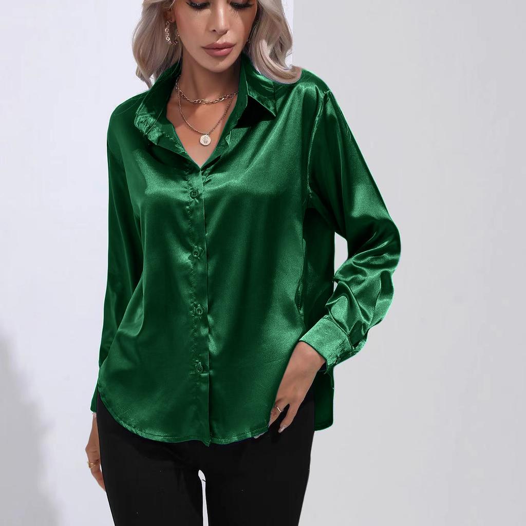 Женская простая блузка, весенний новый кардиган с V-образным вырезом, свободная рубашка с длинным рукавом и пуговицами