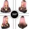 Dyeing Gradient Pink Brown Long Straight Wig for Women Fiber Resistant To High Temperature Wig Simple and Natural To Wear