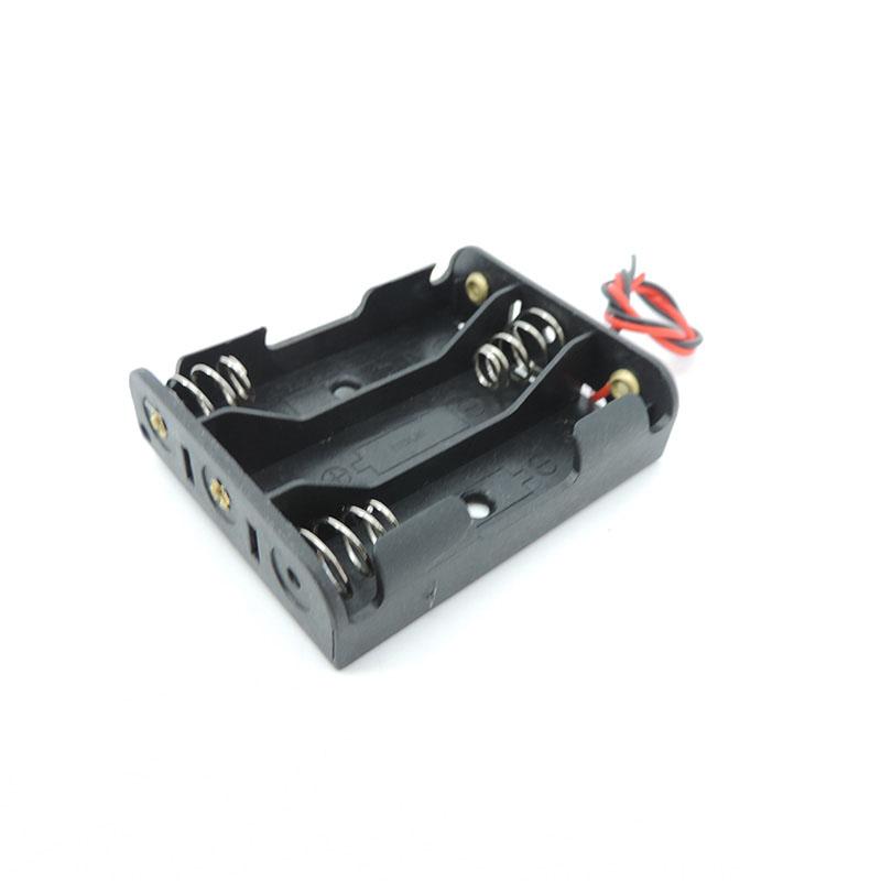 10 шт./лот 2pin черный пластик 3 слота AA 3x1.5v 4.5v батарейный ящик для хранения чехол DIY батарейный контейнер с проводом