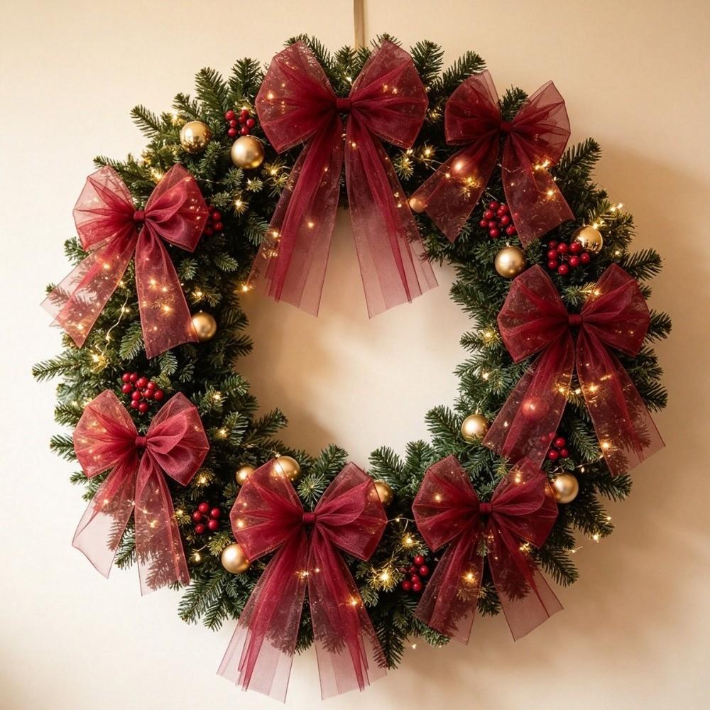 Lightweight Ribbon Bow Hanging Long Streamers Festive Bow Decoration Christmas Tree Decoration