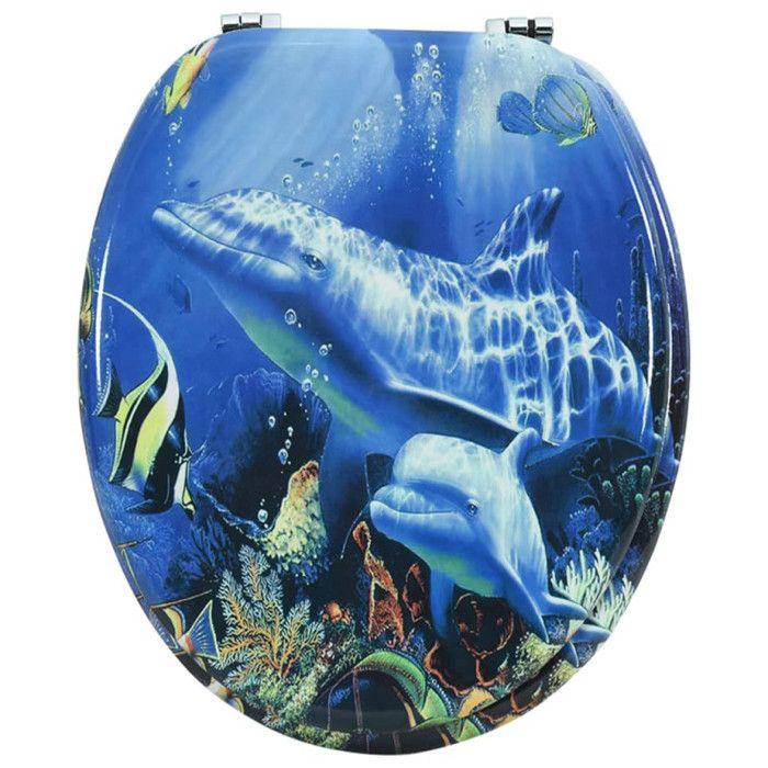 VidaXL Toilet Seat with Lid MDF Dolphins