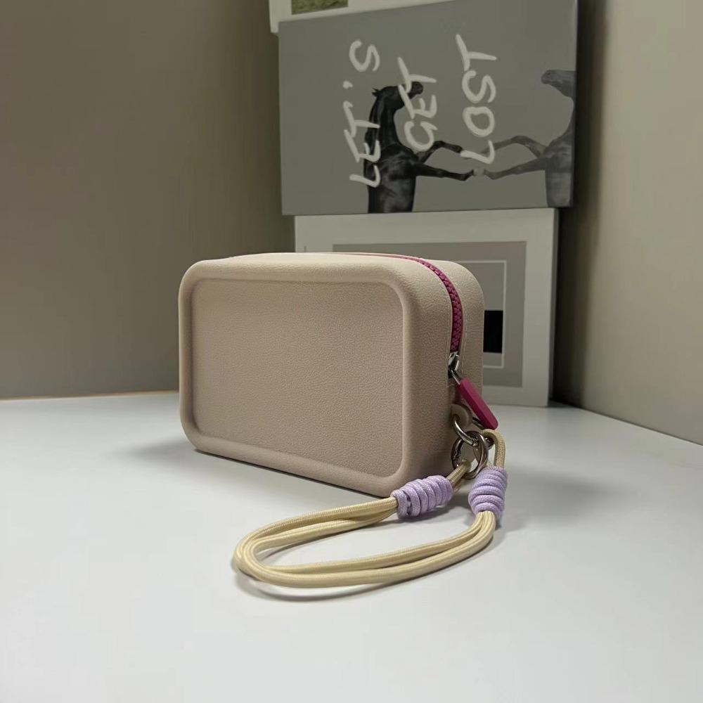 Кошелек для монет на молнии, однотонная косметичка, модный квадратный кошелек с наушниками