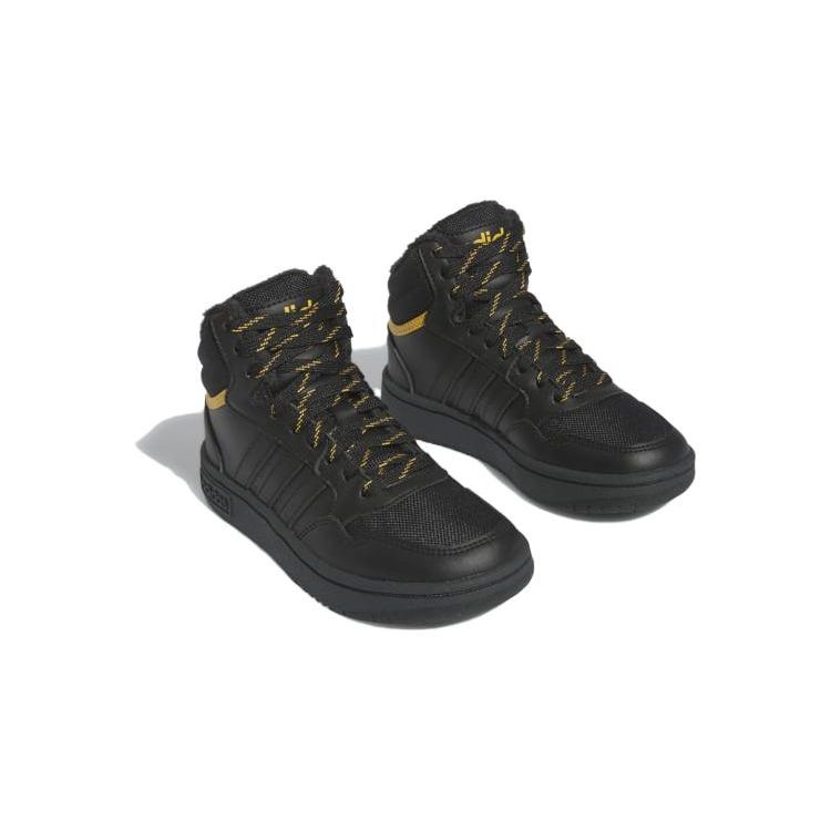 Adidas Hoops 3.0 Mid J Black Preloved Yellow Kids Sneakers Core-Black IF7736