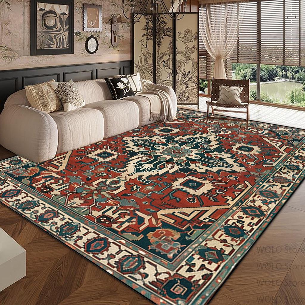 Persian Red Large Carpets for Living Room Ethnic Style Decoration Non-slip Fluffy Soft Rug Home Sofa Area Bedroom Washable Mats