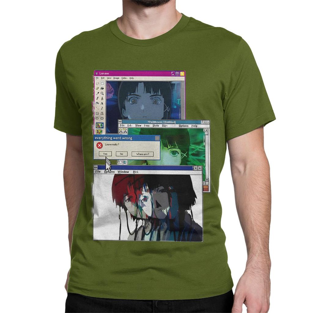 Men Women's Serial Experiments Lain Edit Vintage Pure Cotton Tee Shirt Anime Lwakura Sci Fi Manga T Shirt Clothing Unique