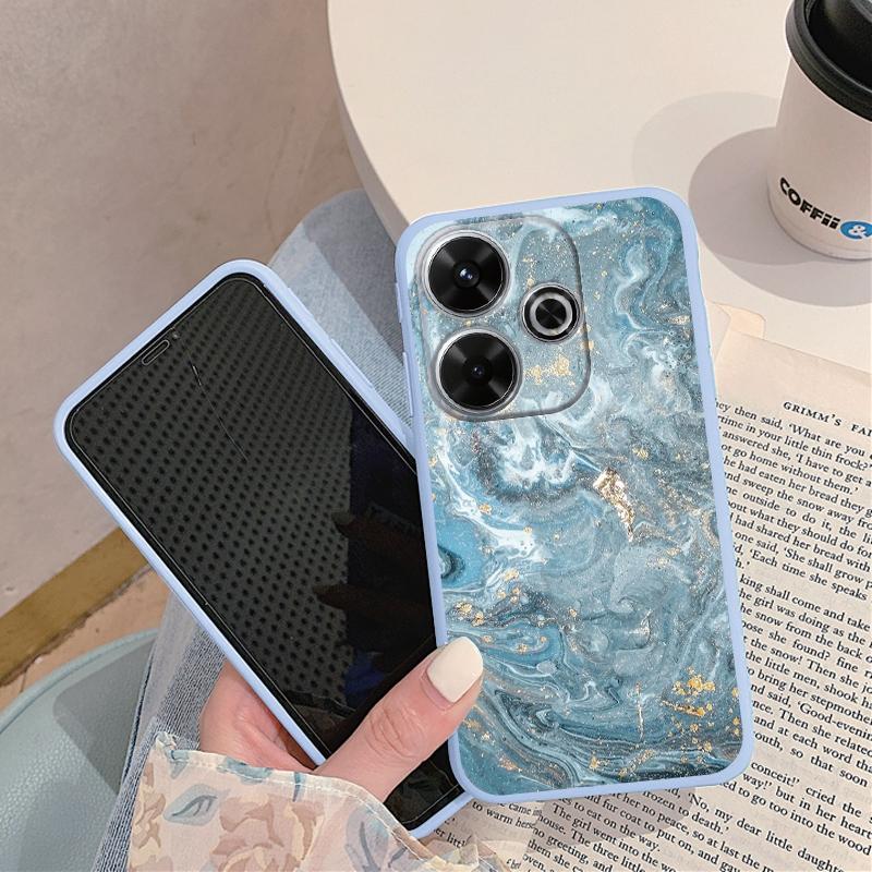 Fashion Marble Soft Silicone Case For Xiaomi Redmi Note 13 Pro 13C Samsung A35 A55 M35 M34 iPhone Huawei Honor 200 Camera Protective Shockproof Cover