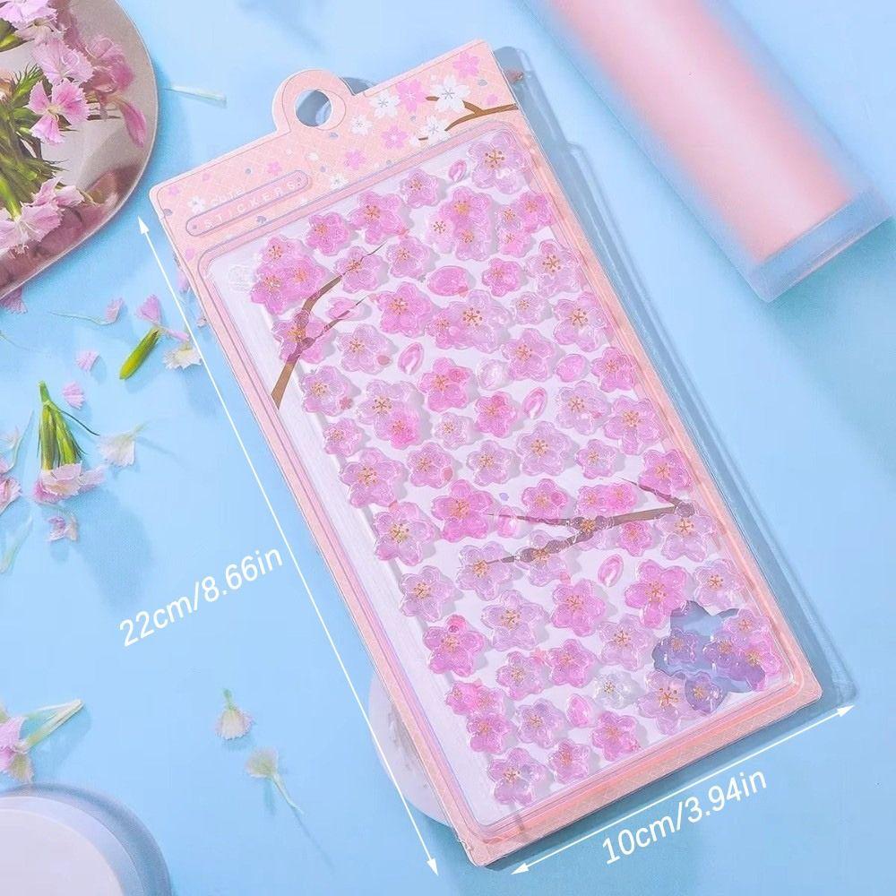 Solid Crystal Cherry Blossom Petal Stickers Decals Toy Drop 3D Relief Stickers Scrapbooking