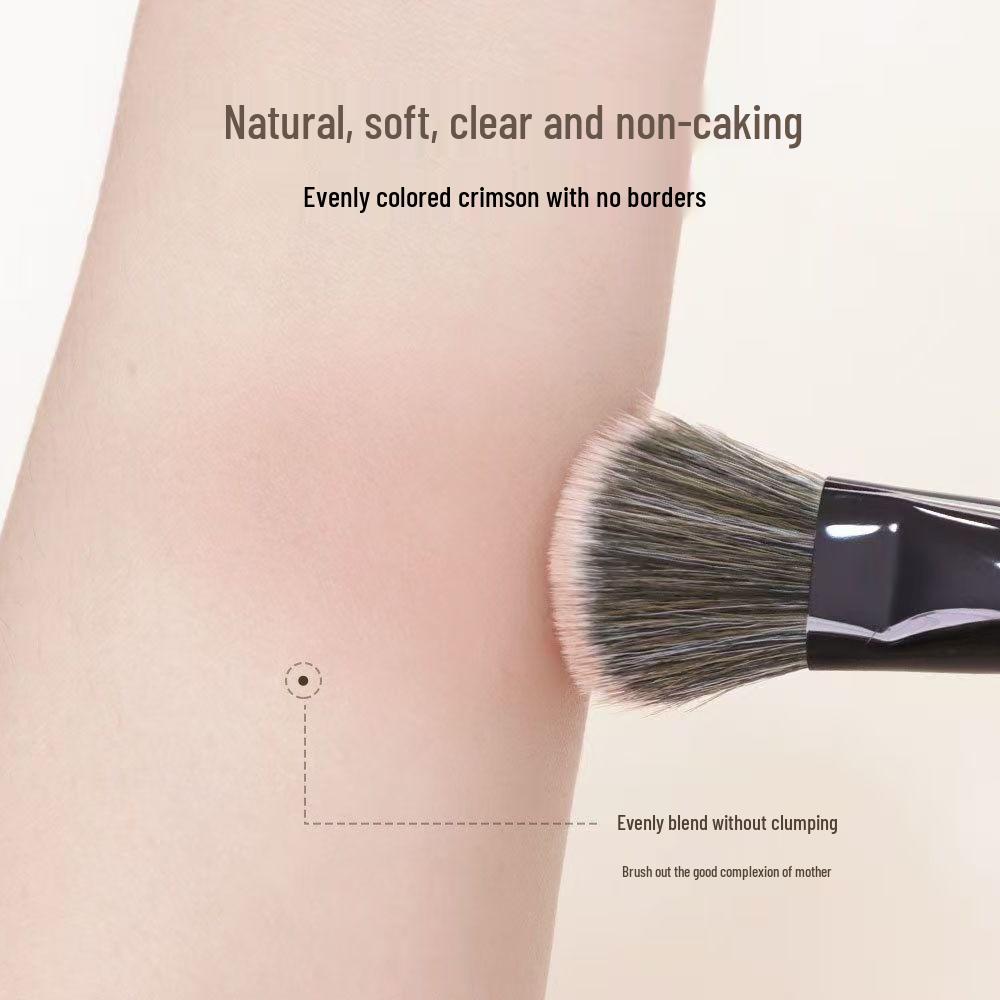 Compact Portable Sloped Blush Brush for Cream and Powder Contouring