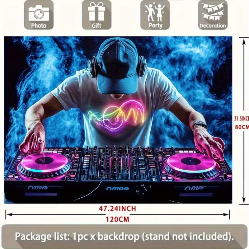Тканый гобелен с изображением DJ электронной музыки, DJ-вертушка со стеной из дыма, настенное искусство для декора спальни и фестиваля