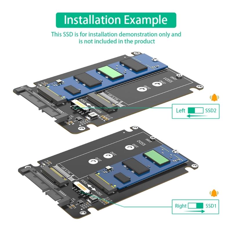 Two M.2 B Key To SATAs 2.5in Adapters Board With Reinforced Connectors For Data Transfer And Extended Durability