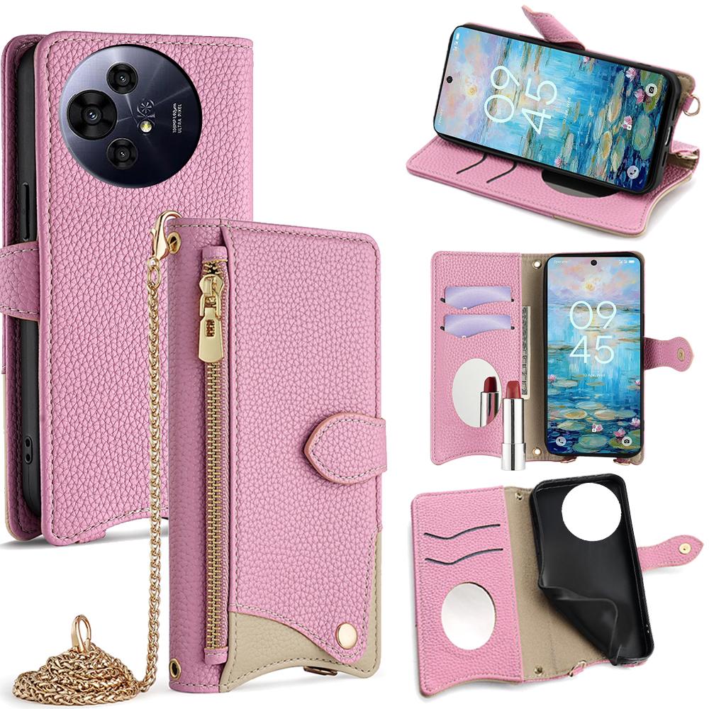 Wallet Case for TCL 50 NxtPaper 5G/50 Pro NxtPaper 5G Fishtail Design Leather Phone Cover with Mirror/Stand/Strap