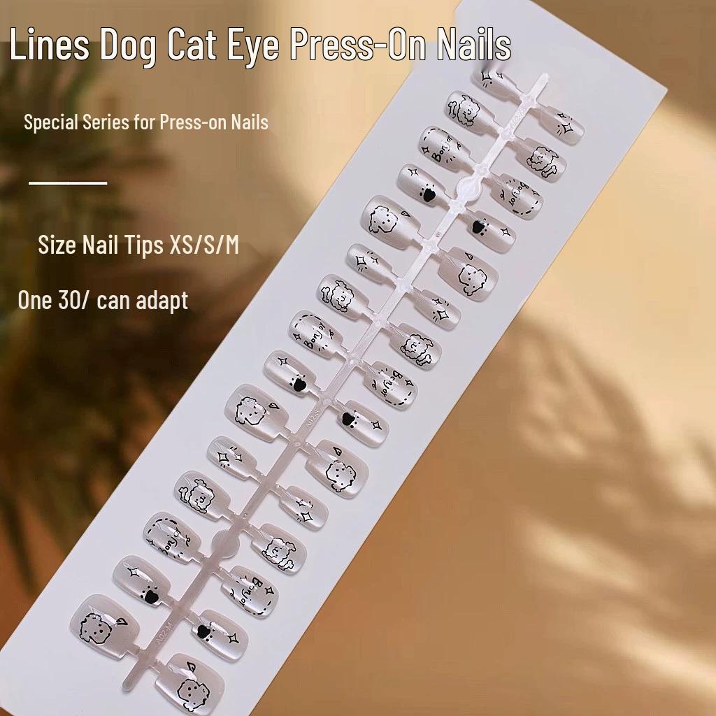 Spring Collection Cat Eye High-End Wearable Fake Nails - Pre-Made Temperament Nail Pieces 054-327