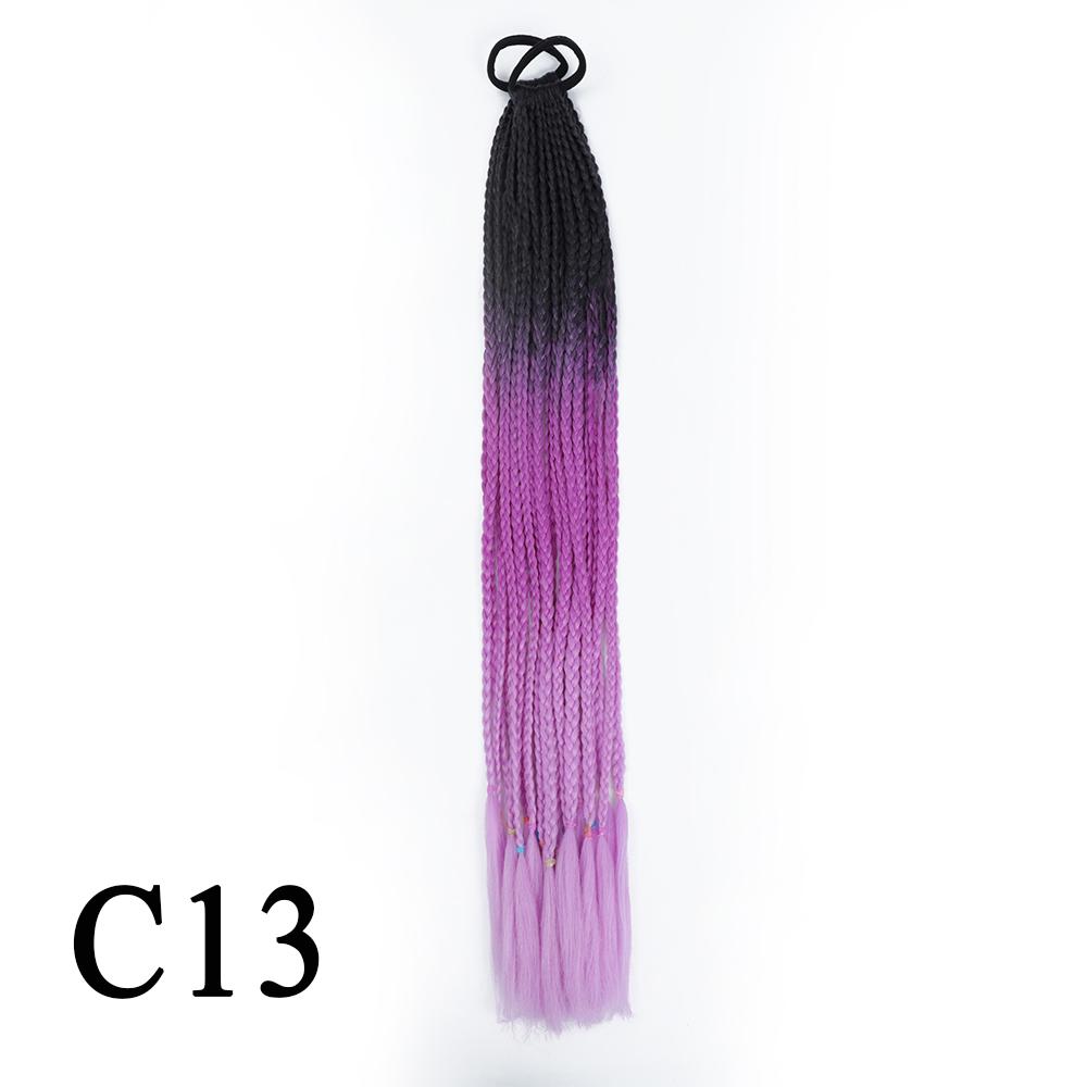 Плетеный хвост с резинкой, черный плетеный хвост ручной работы из термостойкого волокна, шиньоны с конским хвостом для девочек