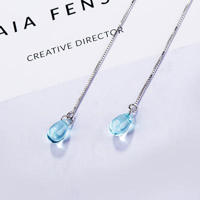 Серьги-капли из чистого серебра 925 пробы с синими кристаллами, длинные, с кисточками, висячие серьги S-E665