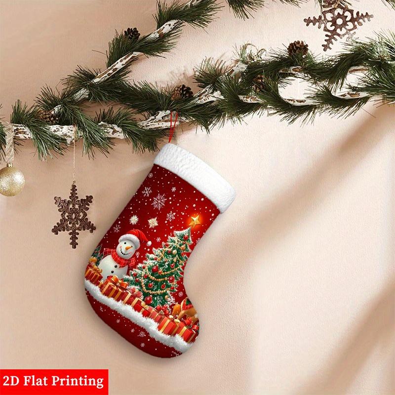 Christmas decoration fireplace hanging stocking 2D Printed Christmas Decorative Stockings Featuring a Cheerful Holiday S