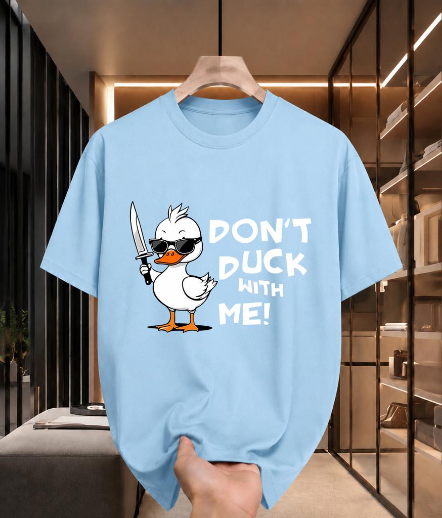 2026 New Arrival Pure Cotton Tshirt Funny Knife Duck Dont Duck With Me Pun Print Crew Neck Unisex Casual Short Sleeve