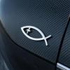Автомобильные наклейки Рыбообразный значок 3D Металлическая текстура Автонаклейка с прочным клеем Водонепроницаемая Защищенная от солнца для кузова автомобиля Бампера Окна