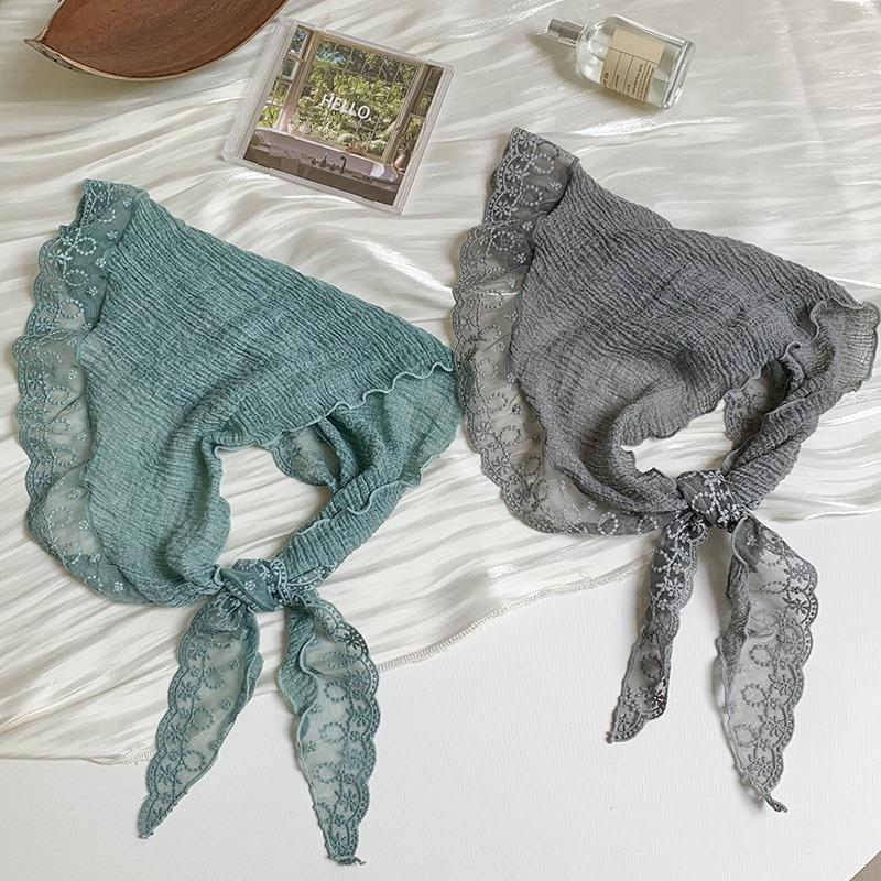 Triangle Scarf Scarf Women's New Lace Lace Solid Color Silk Scarf High-end Decorative Neck Protection Small Scarf Multi-purpose Headscarf