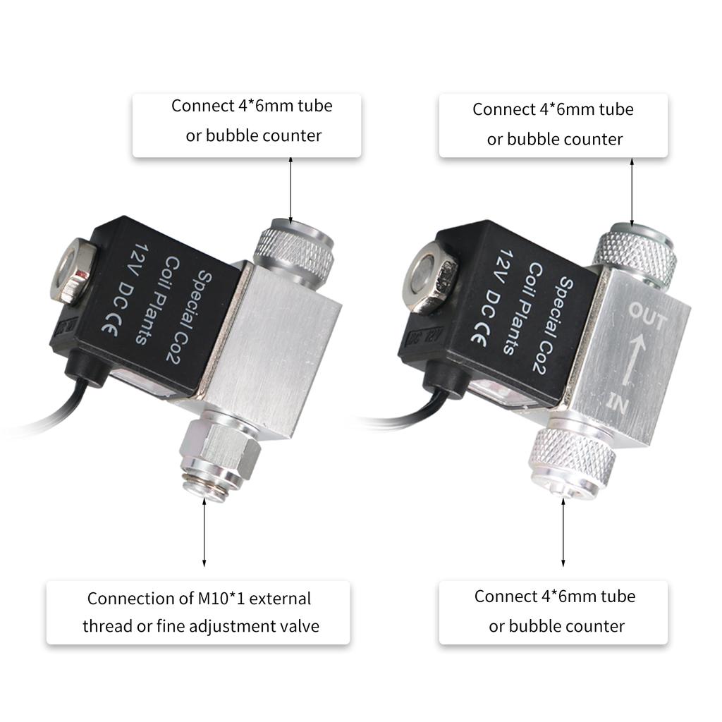 DC 12V Output Connect M10*1 Solenoid Valve for Aquarium CO2 System Regulator External Thread Noiseless Low Temperature Version