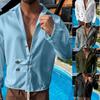 Beach Style Cross-border Men's  Men's Long-sleeved Shirt  Casual Loose Lapel Sports Button Cardigan Shirt