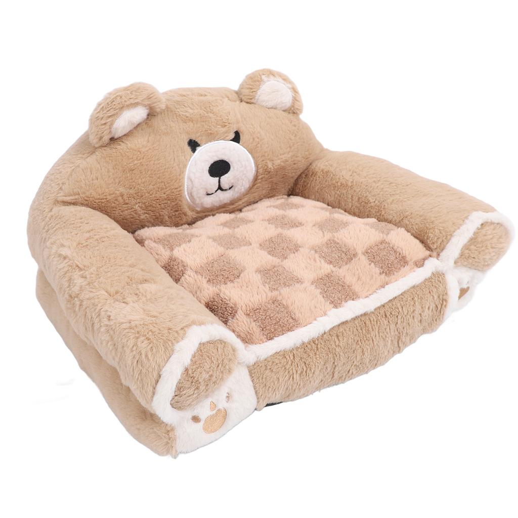 Brown Bear Pet Sofa Soft Warm Cat Couch Bed Multifunctional Dog Sofa Couch for Sleeping Relaxing