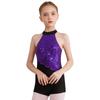 Детский блестящий леотард с пайетками и халтером для фигурного катания и художественной гимнастики