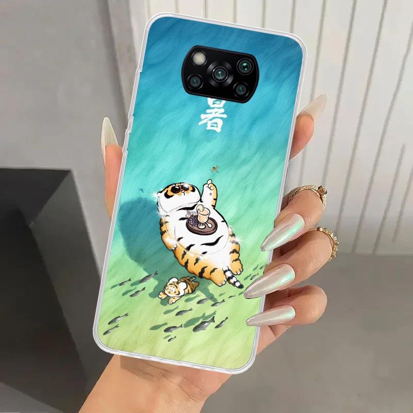 Мультяшный толстый тигр Чехол для телефона для Xiaomi Poco X5 X6 X7 Pro F7 Ultra M7 Redmi 15 15C 13 13C 12 12C 10 10A 10C 9 9A 9C 9T Оболочка Poc