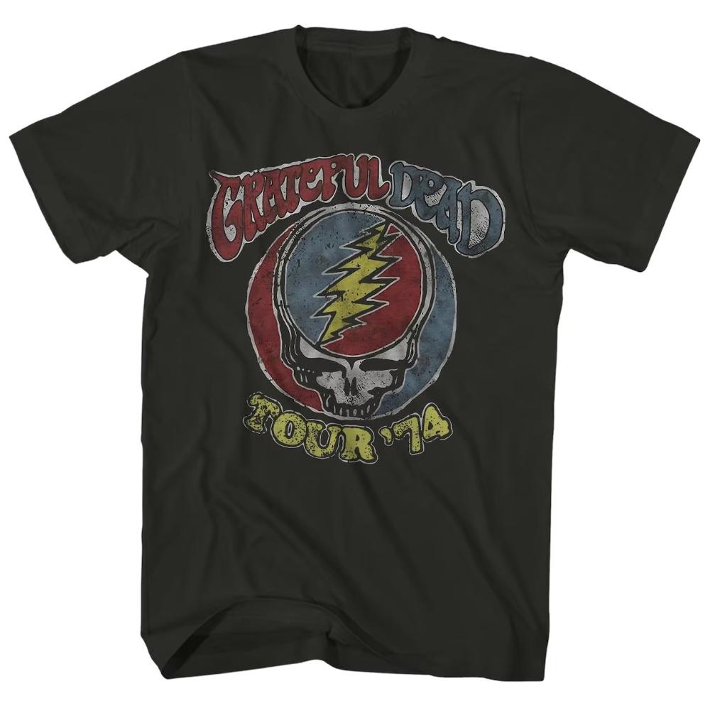 2025 Хлопковая футболка Grateful Dead Warlocks Индийский череп Рок Панк Классическая Унисекс Мужская Женская Летняя с коротким рукавом и круглым вырезом