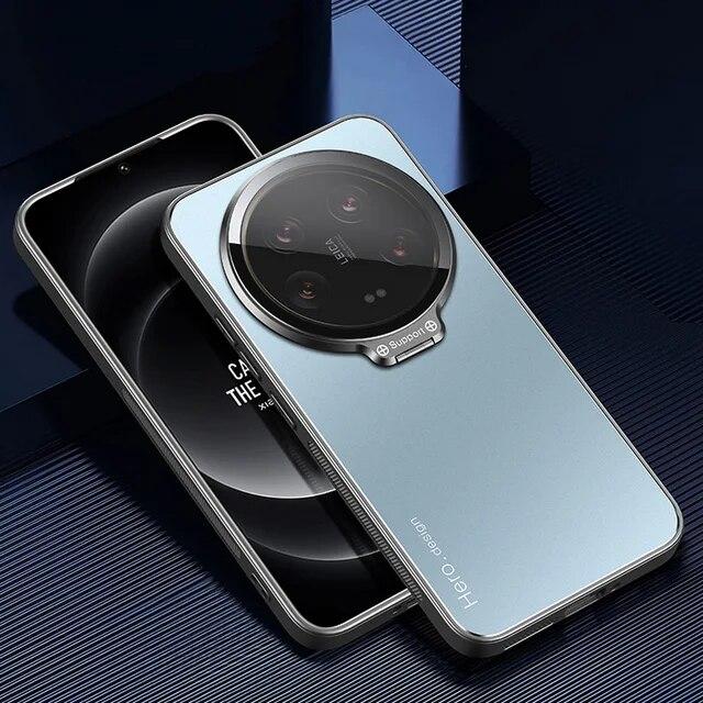 For Xiaomi 14 Ultra 14ultra Metal Lens Camera Holder Cover For Xiaomi Mi14ultra 14 Pro 13T 13 T Slim Shockproof Matte Protection Kickstand Phone Case