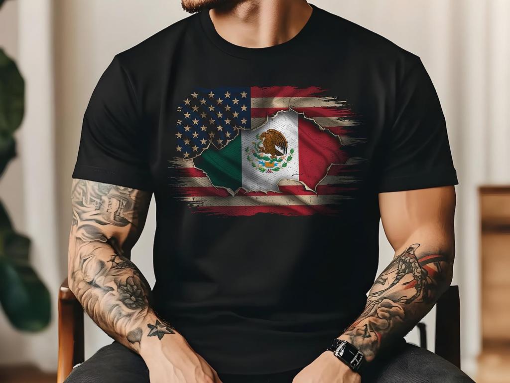 Mexican American Flag Mexican Roots Chicano Pride T-Shirt and kids tshirt