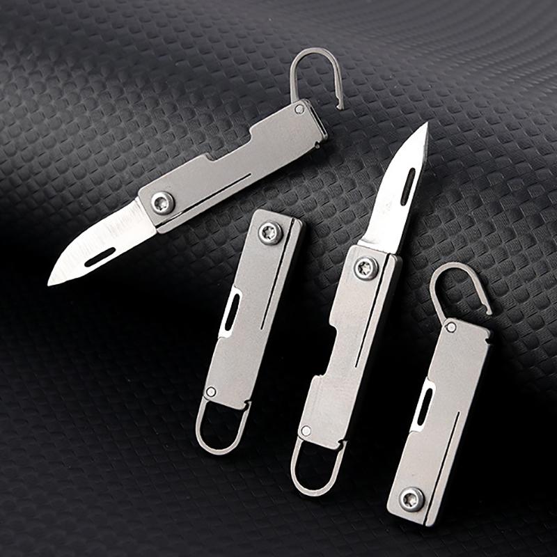 Titanium Mini Folding Knife Thin Pocket Knives Outdoor Camping Knife For Women Fruit Knives Unpacking Express Opener